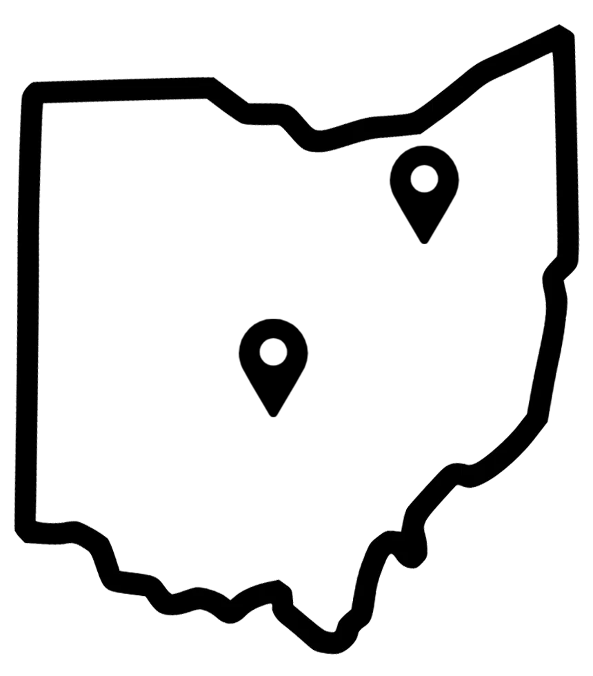 black outline of the state of Ohio